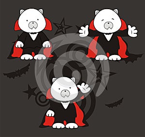 Cute polar bear dracula costume cartoon halloween set