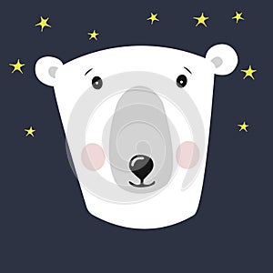 Cute polar bear head illustration