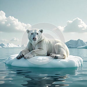 Cute Polar Bear Laying on Iceberg Vector Illustration photo