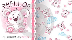 Cute polar bear - seamless pattern