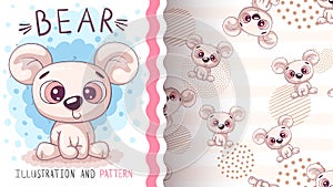 Cute polar bear - seamless pattern