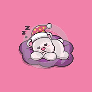 Cute polar bear sleep. Cute cartoon animal illustration