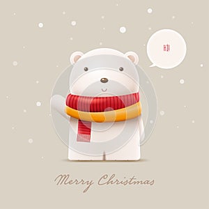 Cute polar bear vector character illustration.