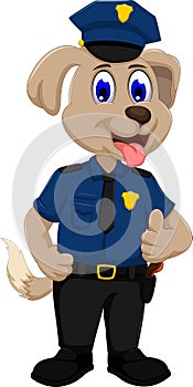 Cute police dog cartoon thumb up