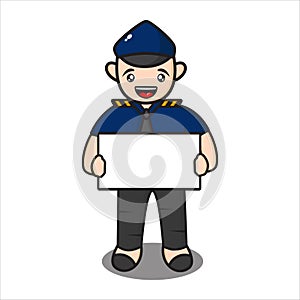 cute police mascot with information board