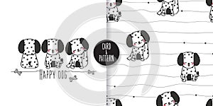 Cute Polka dot dog Dalmatian pet drawings Hand drawn pet Wearing a simple patterned costume Gestures Funny and fun Colorful face