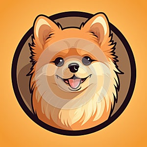 Cute Pomeranian Logo: Flat Vector Cartoon Mascot Design photo