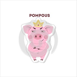 Cute pompous pig.