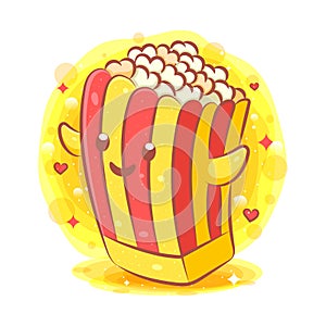 Cute pop corn kawaii cartoon character