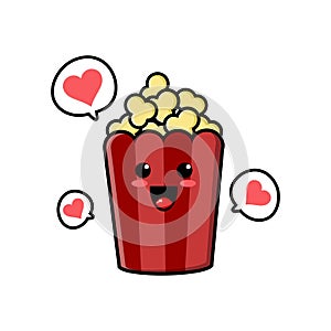 Cute popcorn cartoon mascot character