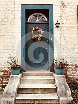 A cute porch and wreath decorate a traditional house in Lexington, Kentucky - KENTUCKY