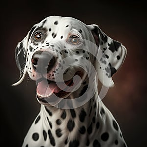 Cute portrait the Dalmata, dog isolated on white background. Generative AI