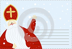 Cute postcard for Saint Nicholas Sinterklaas - greeting card or banner. Vector illustration of St. Nicholas Day