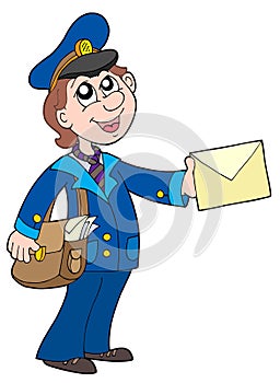 Cute postman with letter