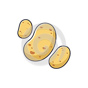 Cute Potato cartoon icon illustration. Food vegetable flat icon concept isolated