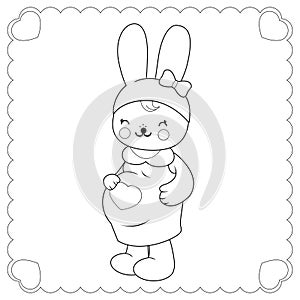 Cute pregnant bunny character. Rabbit pregnant mother expecting a baby. Vector illustration