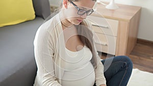 Cute Pregnant Woman Make Video Call Smartphone Online Consultation With Doctor By Mobile Phone. Young Ledy In Pregnancy