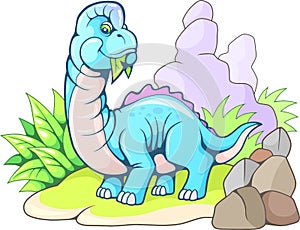 Cute prehistoric brachiosaurus, funny dinosaur illustration