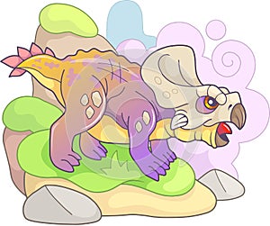 Cute prehistoric dinosaur protoceratops, funny illustration