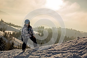Cute preschool child, boy, skiing happily in Austrian Apls