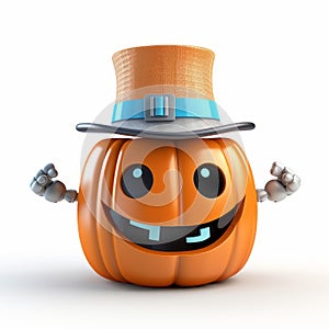 Cute Presidents\' Day Jackolantern 3d Render With Robot Hat