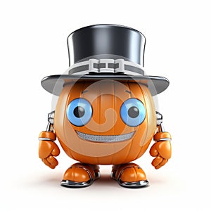 Cute Presidents\' Day Jackolantern Robot With Top Hat