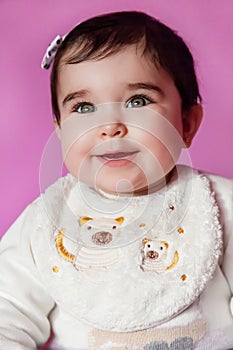 Cute, pretty and happy baby girl smiling portrait