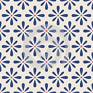 Cute primitive floral seamless pattern