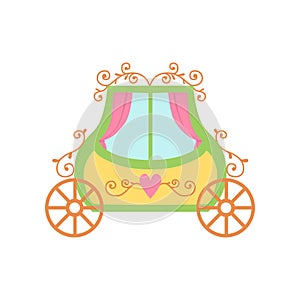 Cute Princess Fairytale Carriage Cartoon Vector Illustration