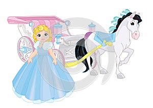 Cute Princess and Fairytale pink carriage