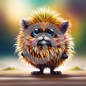 Cute puffy monster animal digital illustrator