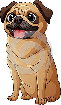Cute pug dog cartoon isolated on white background