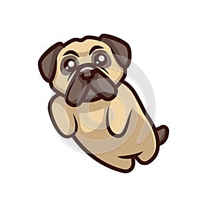 Cute pug dog cartoon logo vector mascot character