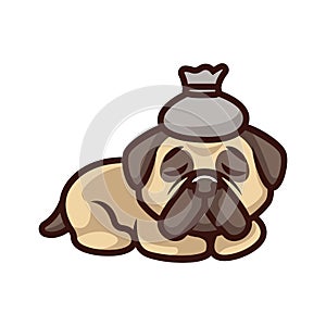 Cute pug dog cartoon logo vector mascot character