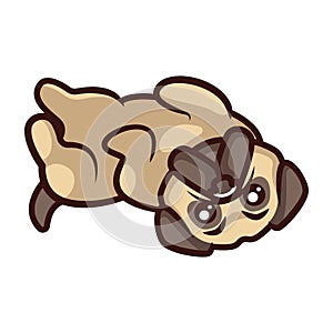 Cute pug dog cartoon logo vector mascot character