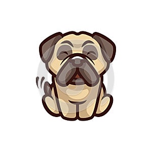 Cute pug dog cartoon logo vector mascot character