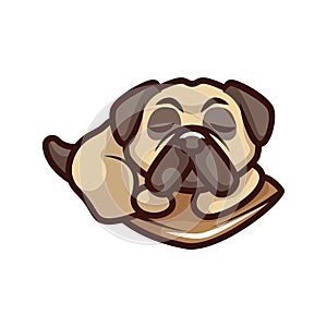 Cute pug dog cartoon logo vector mascot character