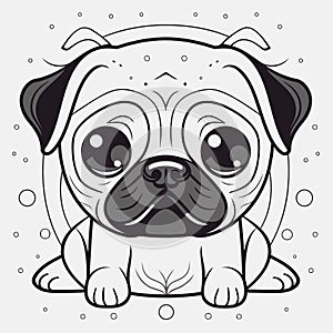 Cute pug dog. Vector illustration in doodle style. Vector art