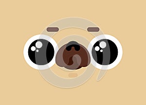 Cute pug face. nice dog. Pet vector illustration