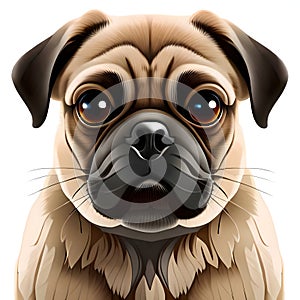 Cute pug looking at the viewer - ai generate image