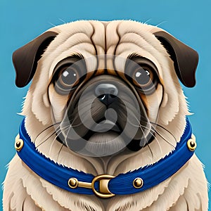 Cute pug looking at the viewer - ai generate image