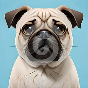 Cute pug looking at the viewer - ai generate image