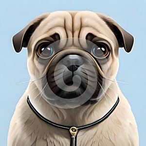 Cute pug looking at the viewer - ai generate image