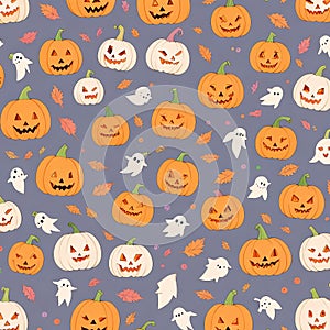 Cute The pumpkin lantern halloween pattern background