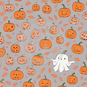 Cute The pumpkin lantern halloween pattern background
