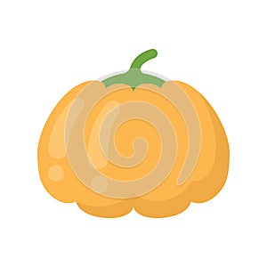 Cute pumpkin vegetable, isolated colorful vector icon