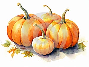 Cute pumpkin watercolor style isolated on white