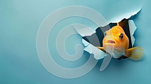 cute pupfish peeking through a hole