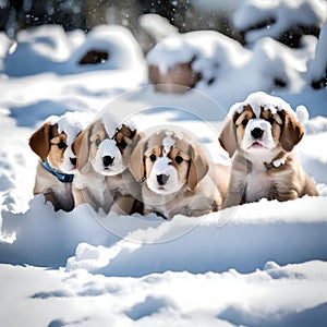 Cute puppies feeling cold - ai generated image