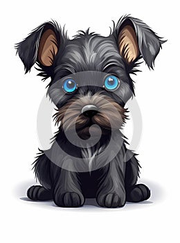 cute puppy, baby terrier, cartoon style, comic book style, sitting on its hind legs,